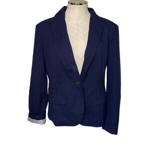 Merona Button Front Wool Blend Blazer Navy Blue Women's Size 16 NWOTs